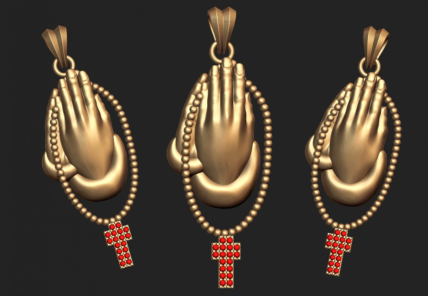 praying hand pendant 3D Print Model .c4d .max .obj .3ds .fbx .stl .blend 