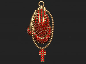 pingente de mão em oração com diamante Modelo de Impressão 3D