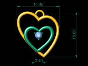 double heart shape pendant Model Cetak 3D