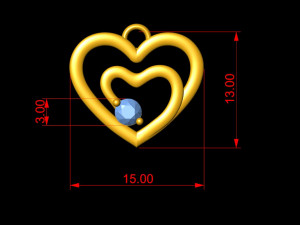 double heart shape pendant Model Cetak 3D