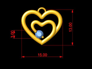 double heart shape pendant 3D Print Model