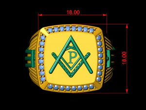 signet ring with letter p 3D Print Model