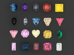 diamond and stone pack of 15 3D Print Model