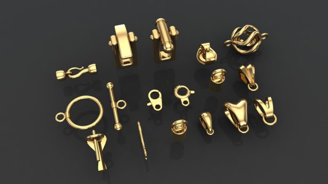 jewelry accessories bracelets lock and clasps collection 3D