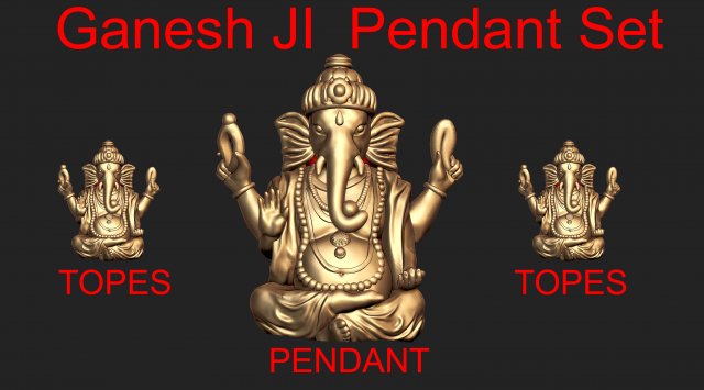 ganesh ji pendant with tops temple jewelry 3D Print Model .c4d .max .obj .3ds .fbx .stl .blend 