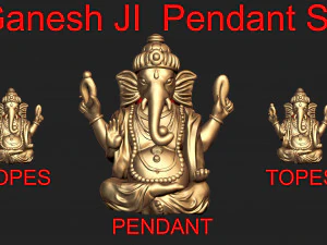 pingente ganesh ji com joias do templo no topo Modelo de Impressão 3D
