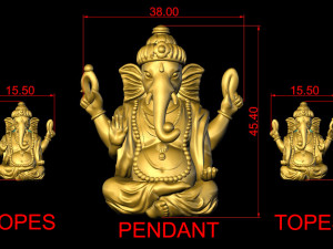 ganesh ji pendant with tops temple jewelry 3D Print Model