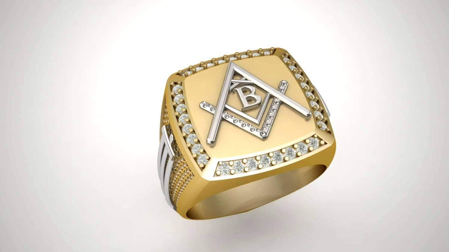 b - letter signet ring 3D Print Model .c4d .max .obj .3ds .fbx .stl .blend 