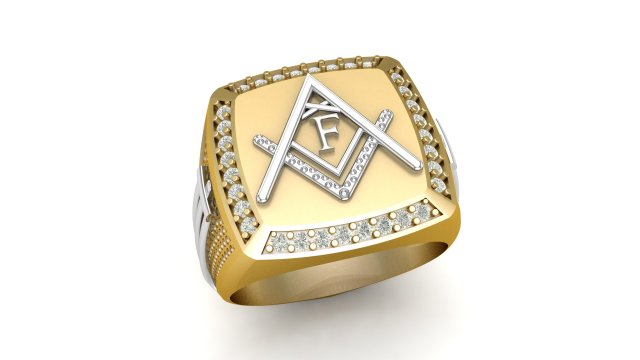 f - letter signet ring Modelo de Impressão 3D .c4d .max .obj .3ds .fbx .stl .blend 