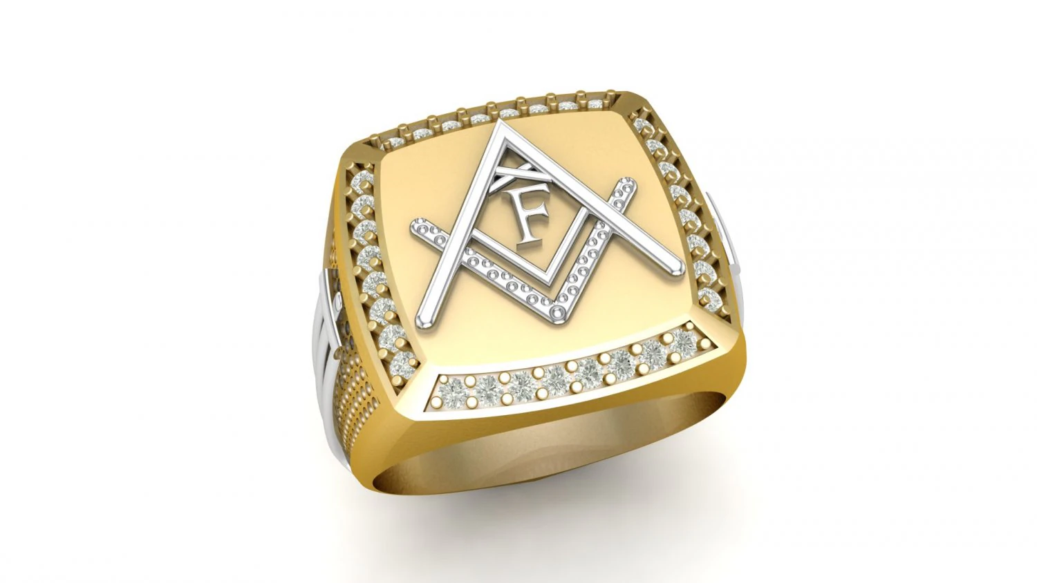 f - letter signet ring 3D Print Model .c4d .max .obj .3ds .fbx .stl .blend 