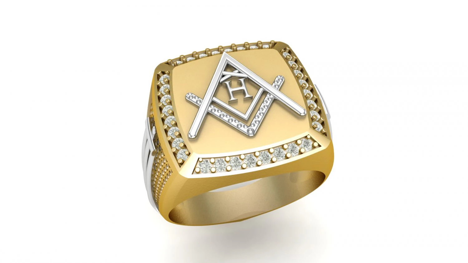 h - letter signet ring 3D Print Model .c4d .max .obj .3ds .fbx .stl .blend 