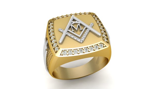 m - letter signet ring 3D-printmodel .c4d .max .obj .3ds .fbx .stl .blend 