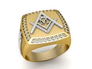 m - letter signet ring 3Dプリントモデル