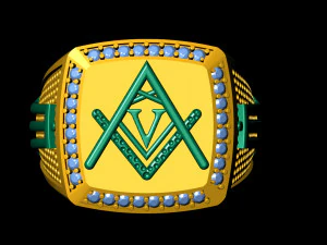 v - letter signet ring 3D Print Model