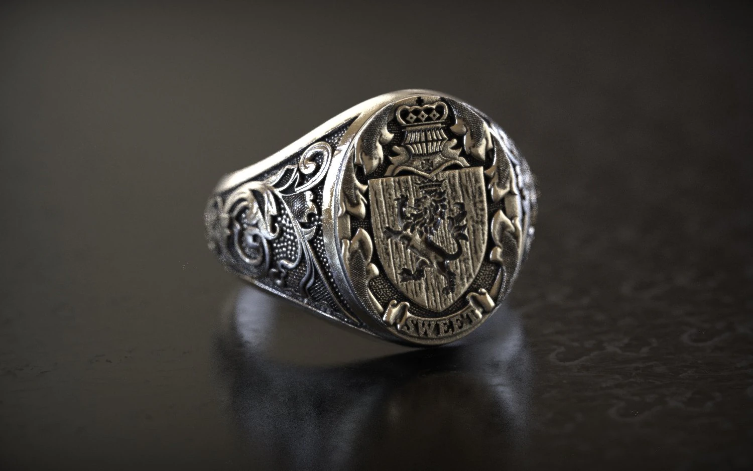 Mens lion knight signet ring 3D Print Model .c4d .max .obj .3ds .fbx .stl .blend 