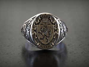 Mens lion knight signet ring 3D 打印模型