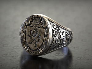 Mens lion knight signet ring 3D 打印模型