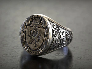 Mens lion knight signet ring 3D Print Model