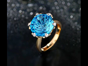 Коктейльное круглое кольцо с камнем 3D Принт Модель