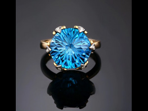 Cocktail round stone ring 3D Baskı Modeli