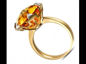Cocktail round stone ring 3D Print Model