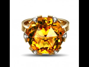 Cocktail round stone ring 3D Baskı Modeli