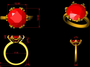 Cocktail round stone ring 3D Baskı Modeli
