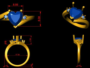 heart princess ring 3D Print Model