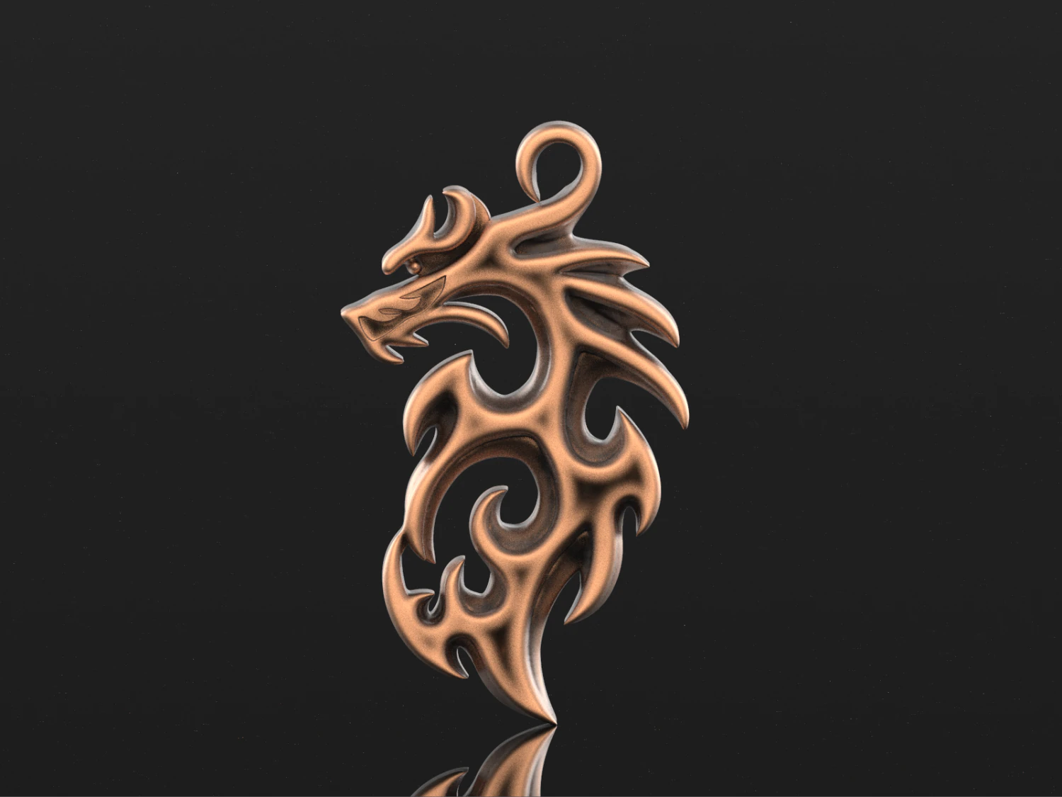 Stylish dragon pendant 3D Print Model .c4d .max .obj .3ds .fbx .stl .blend 