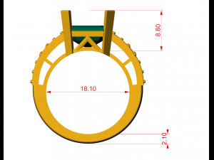 Princess emerald ring 3D 打印模型