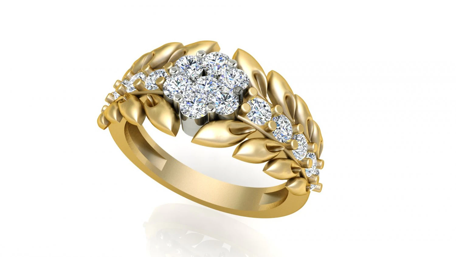 diamond leaf ring 3D Print Model .c4d .max .obj .3ds .fbx .stl .blend 