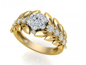 diamond leaf ring 3D Print Model