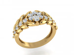 diamond leaf ring 3D Print Model