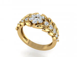 diamond leaf ring 3D Print Model