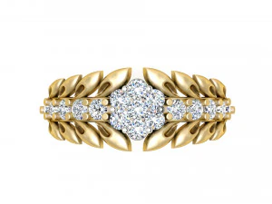 diamond leaf ring 3D Print Model