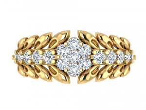 diamond leaf ring 3D Print Model