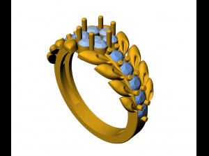 diamond leaf ring 3D Print Model