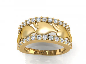 heart leaf diamond ring 3D Print Model