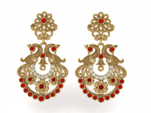 Traditional antique peacock jhumkas 3D Print Model