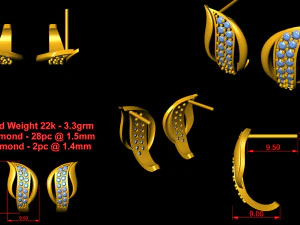diamond earrings 3D Print Model