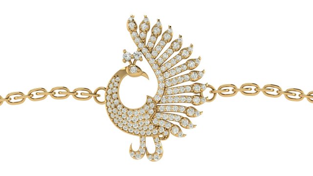 Peacock bracelet charm 3D Print Model .c4d .max .obj .3ds .fbx .stl .blend 