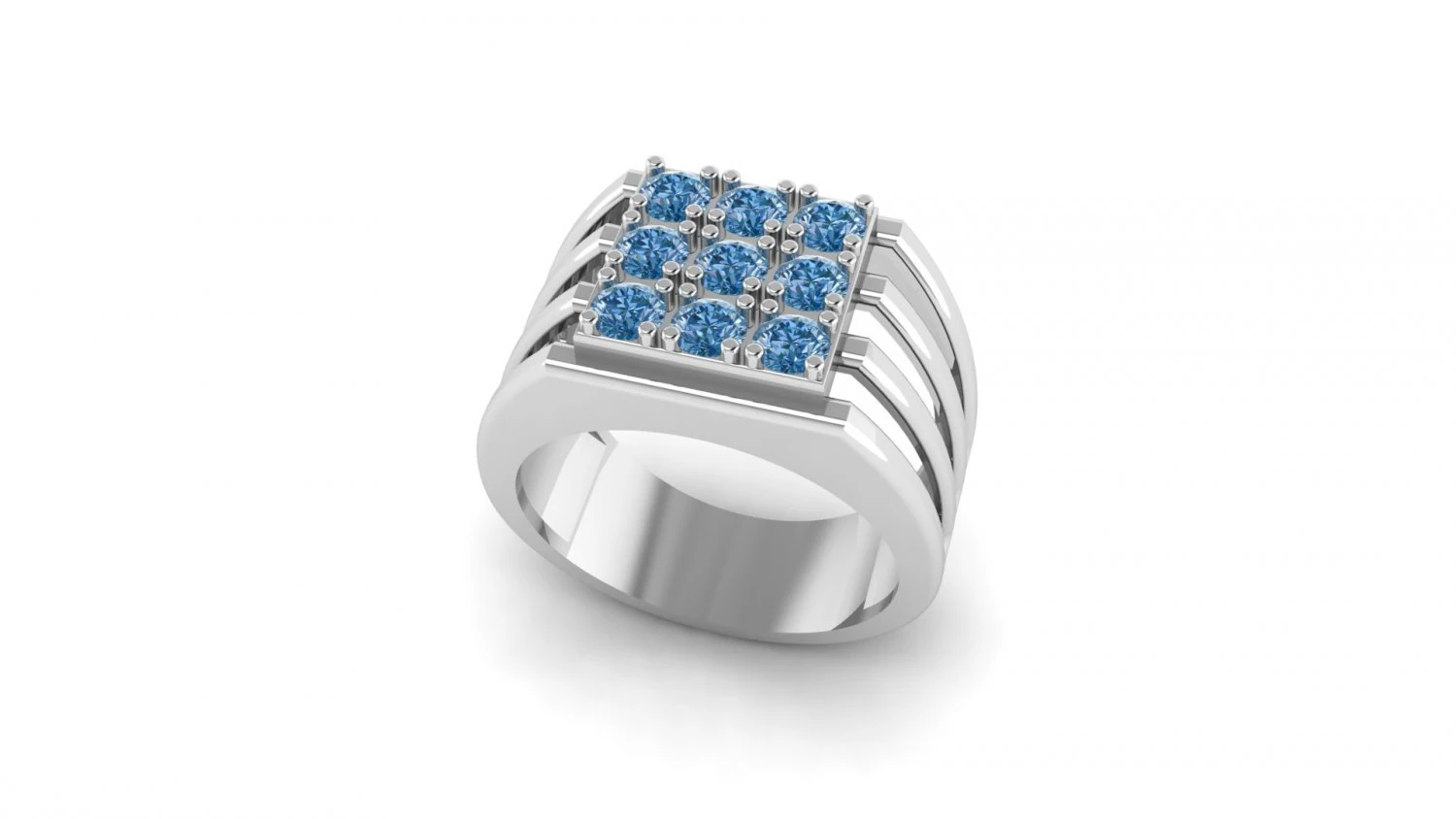 Mens diamond ring 002 3D Print Model .c4d .max .obj .3ds .fbx .stl .blend