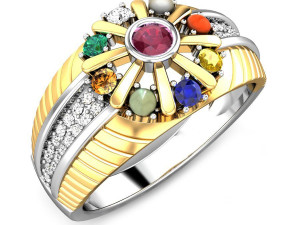 cocktail navratna ring 3Dプリントモデル