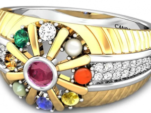 cocktail navratna ring 3Dプリントモデル