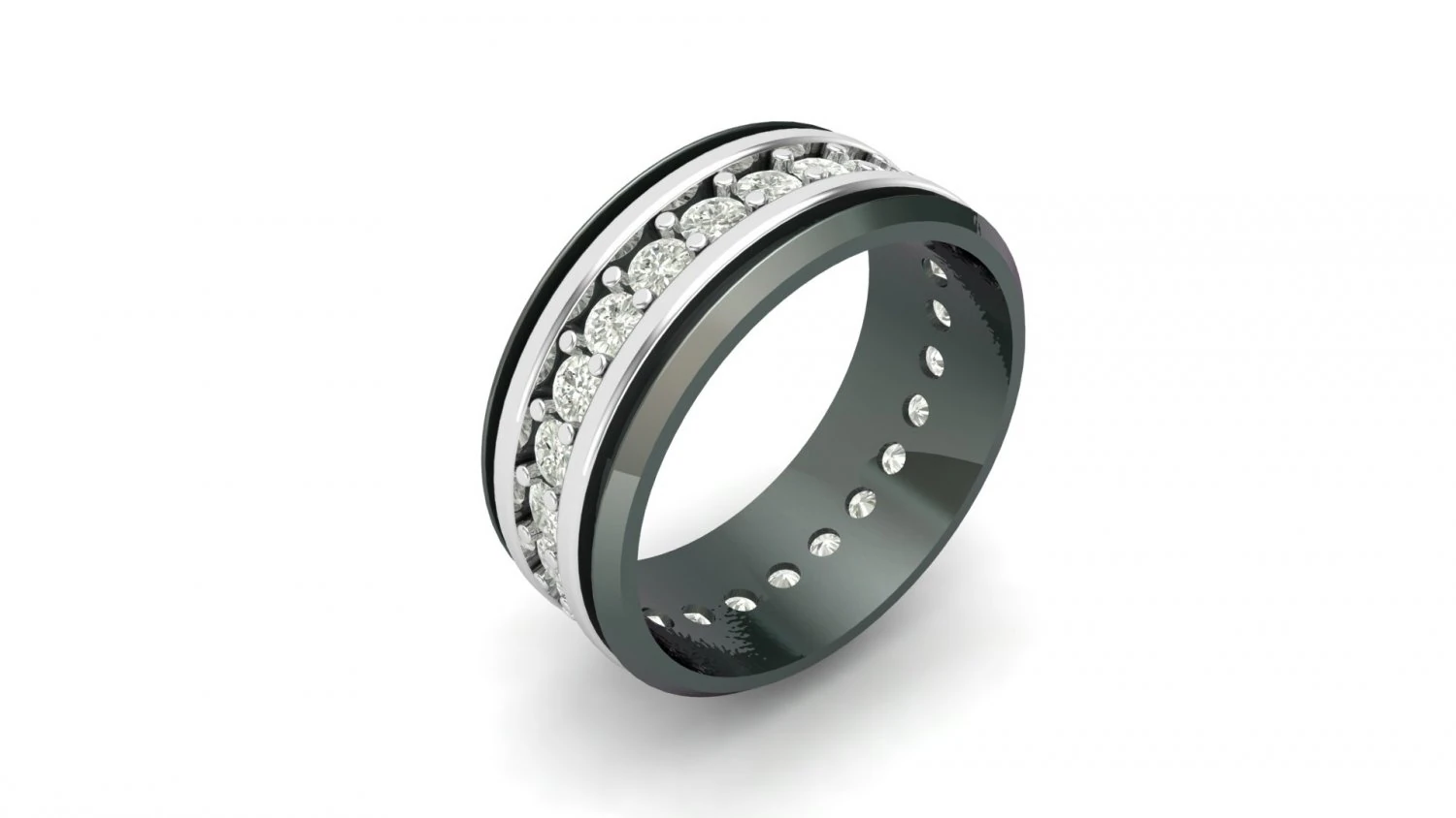 Titanium silver diamond band 3D Print Model .c4d .max .obj .3ds .fbx .stl .blend 