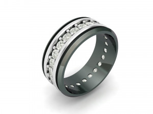 Titanium silver diamond band Modèles 3D en vedette