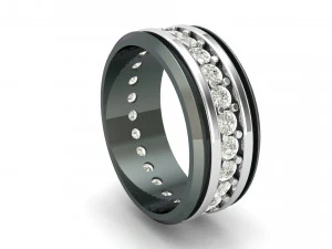 Titanium silver diamond band 3D Print Model