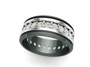 Titanium silver diamond band 3D Print Model