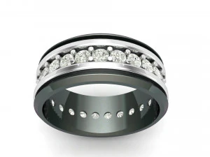 Titanium silver diamond band 3D Print Model