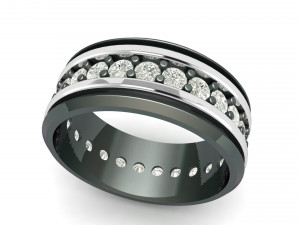Titanium silver diamond band 3Dプリントモデル